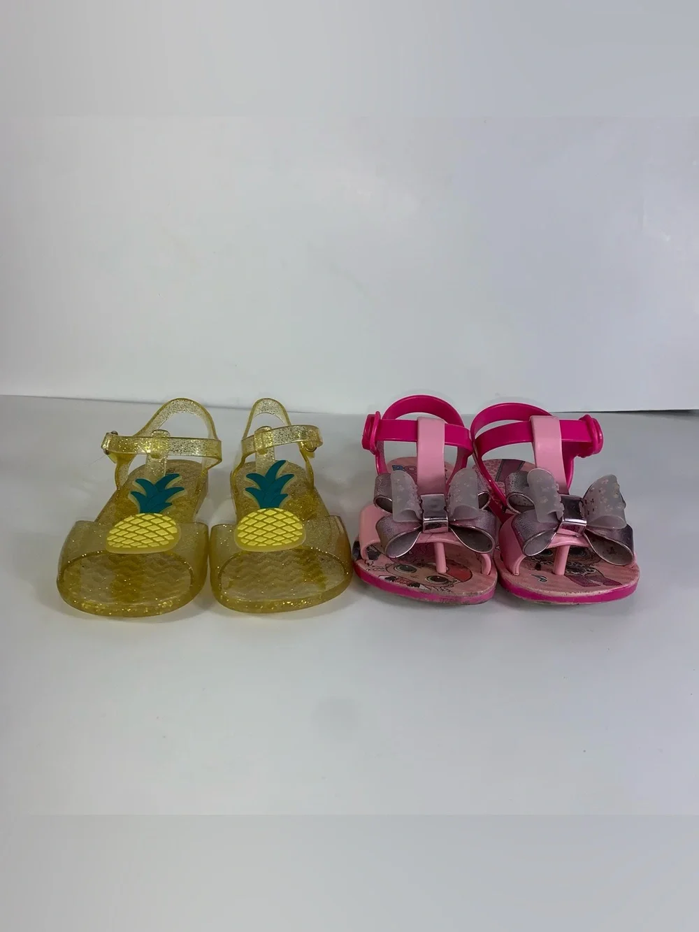 LOL Surprise sandals with bow size 10 & Pineapple Jelly T-Strap Sandals size 11